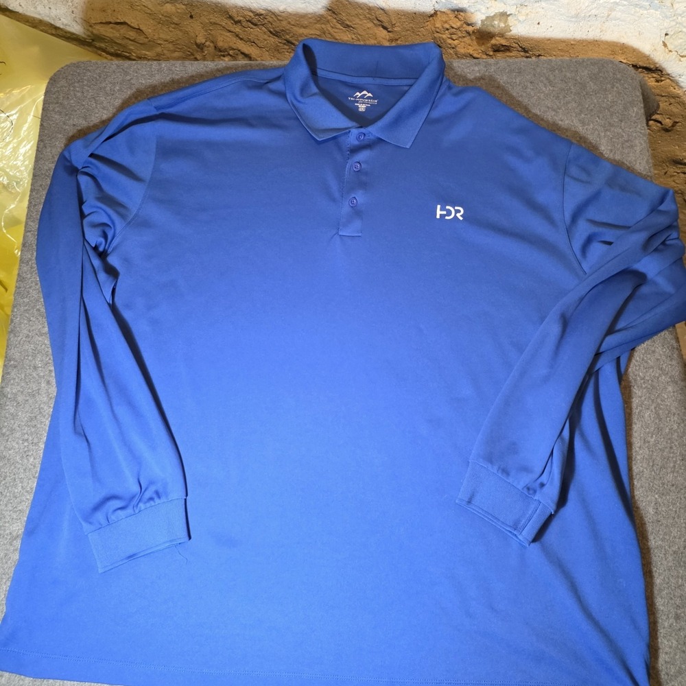 Tri- Mountain Performance Blue Long Sleeve Polo Shirt 4XL A1